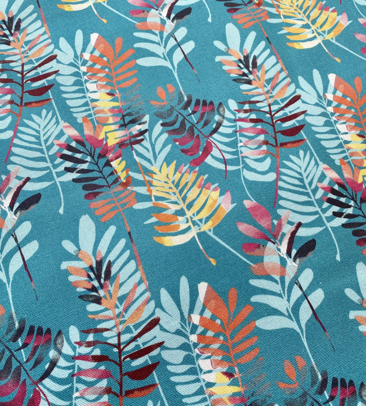 Canvas Digital Blätter - petrol - Reststück ca 130 cm