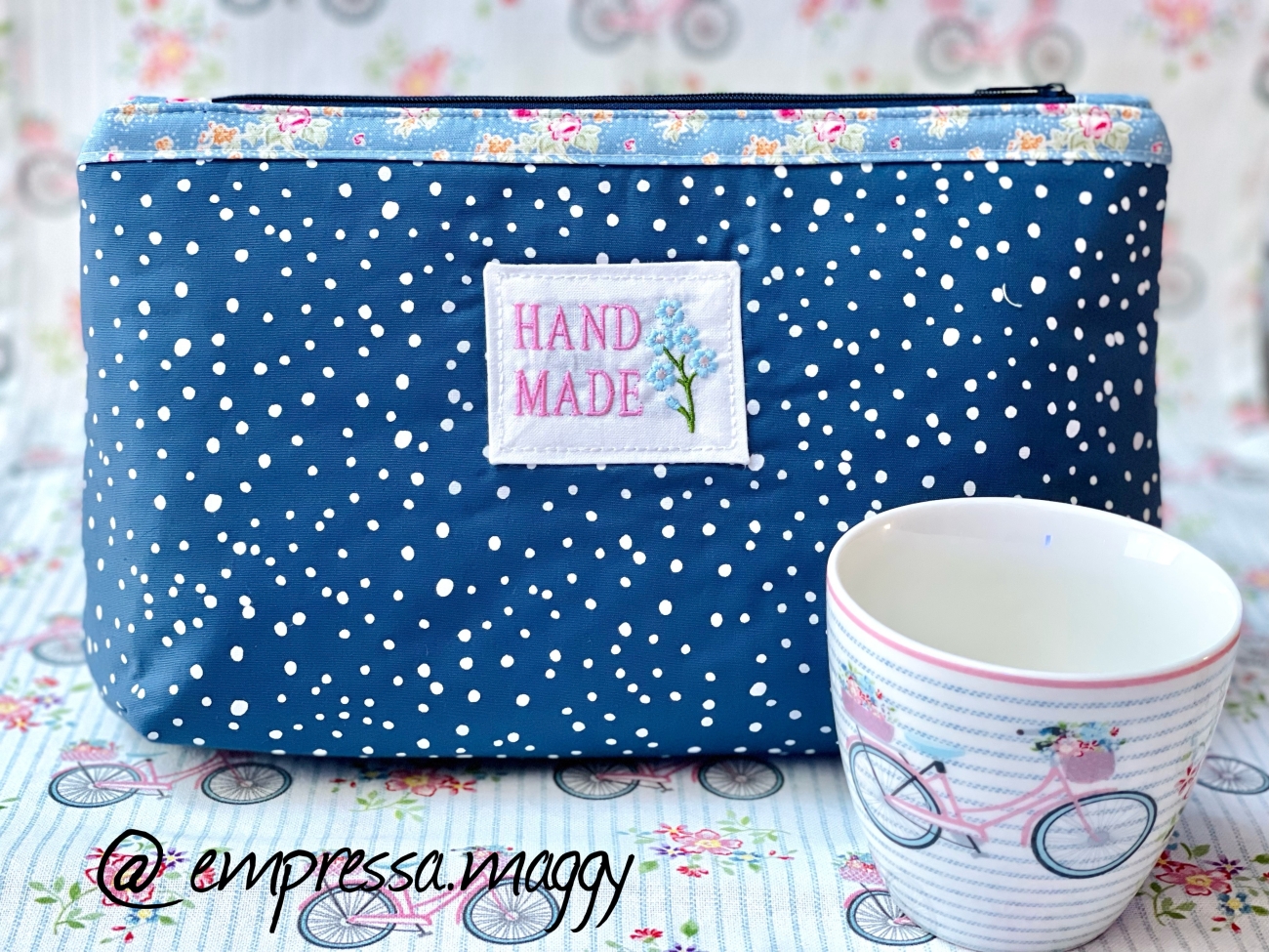 Täschchen - Fahrrad - Blaue Punkte