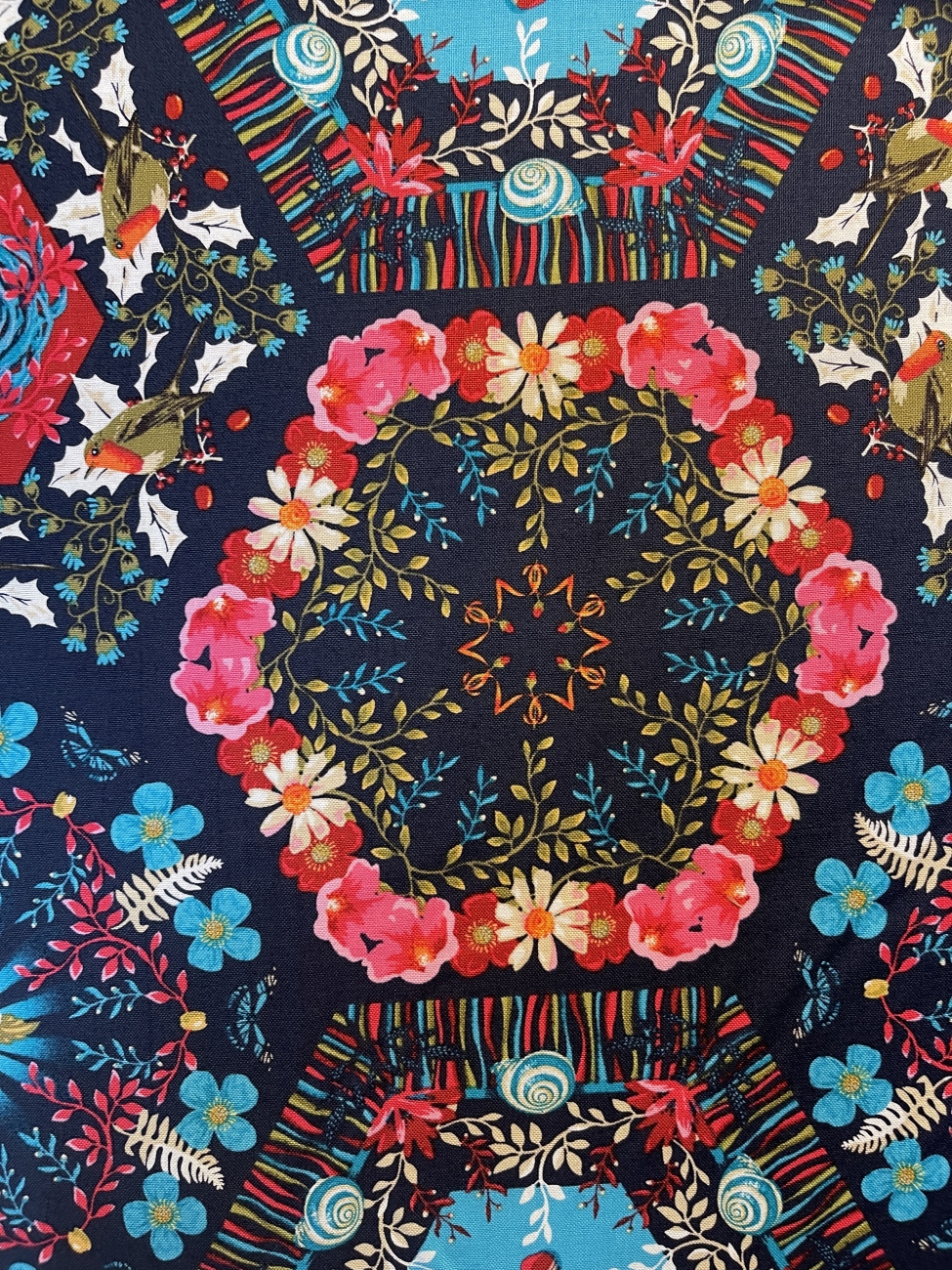 Baumwolle Patchwork - Odile Bailloeul - Land Art 2 - Hexagon Blau