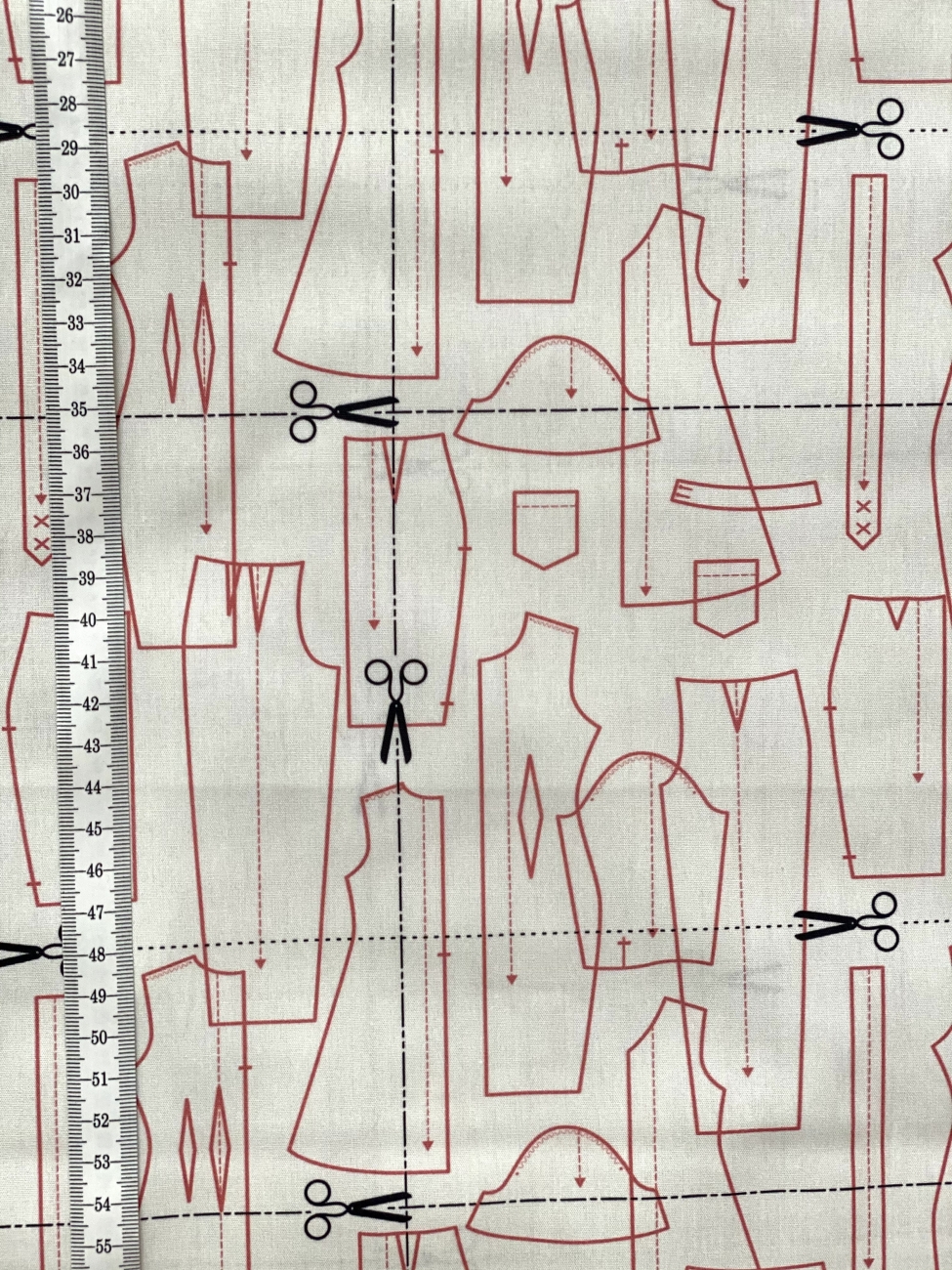 Baumwolle Schnittmuster - Naturweiß - Reststück ca. 110 cm