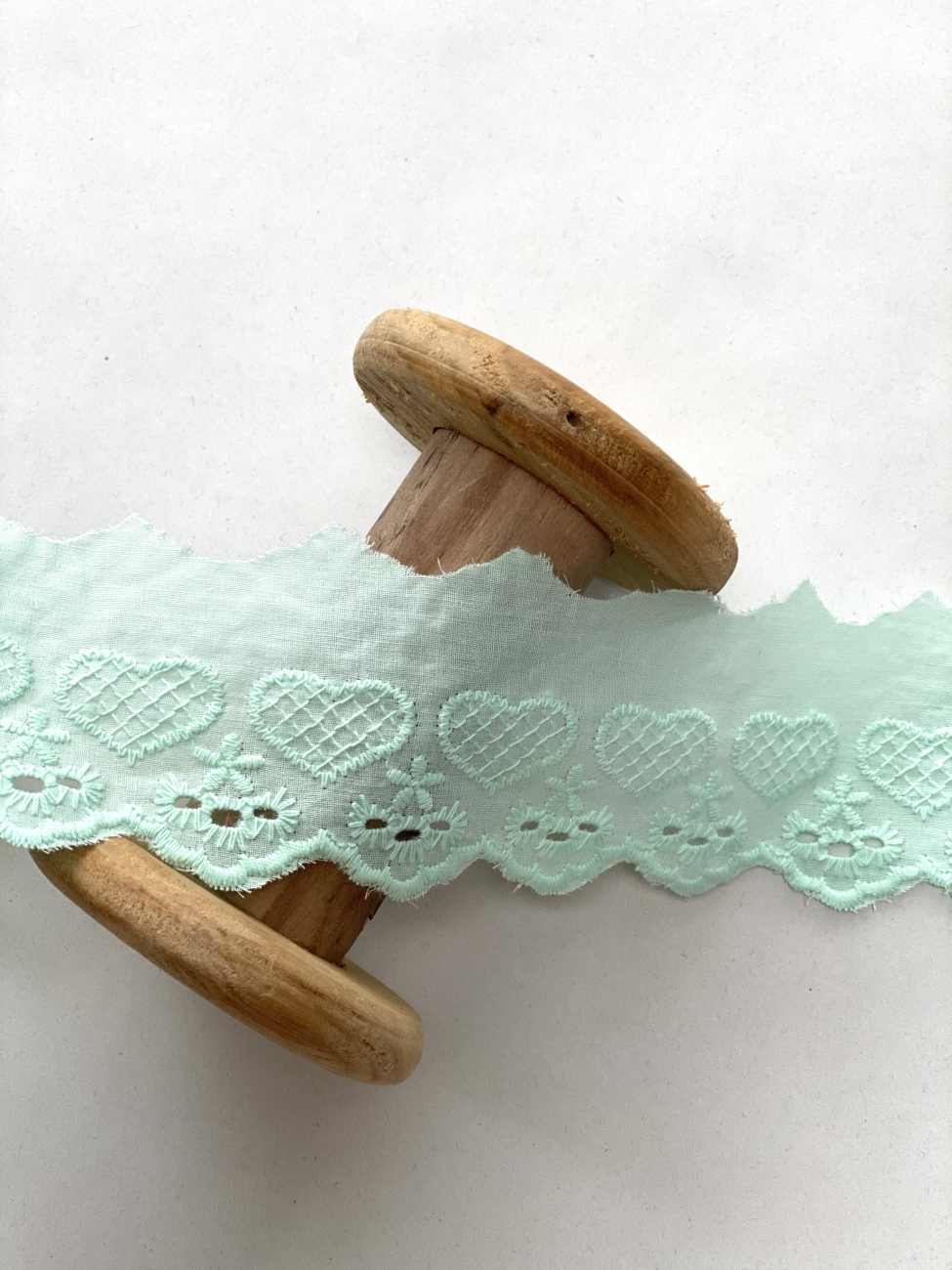 Broderie Spitze Band - 5 cm - Herzen - Mint