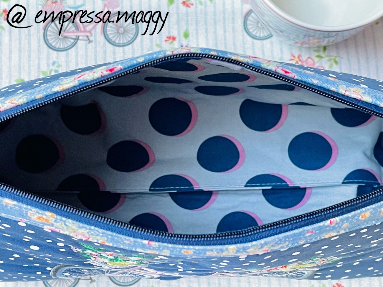 Täschchen - Fahrrad - Blaue Punkte