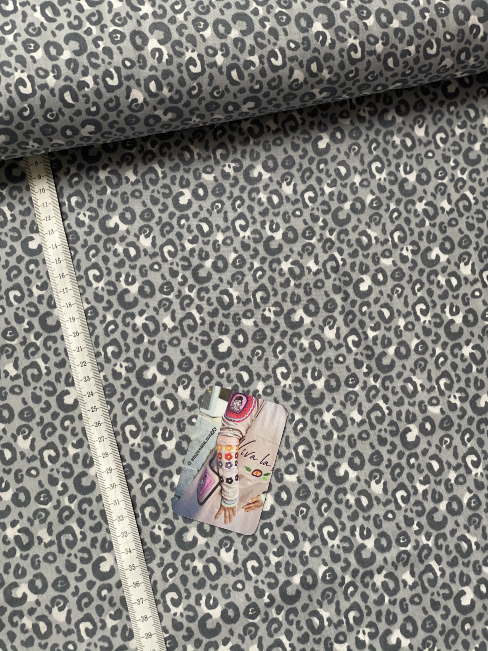 Musselin Baumwolle Panther - Grau