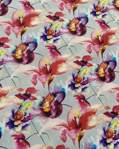 Canvas Flowers - Grau