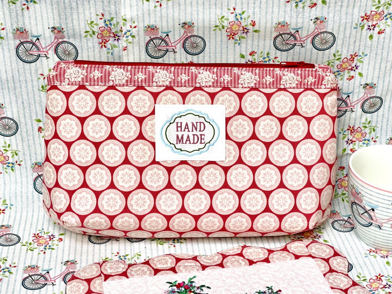 Täschchen - Fahrrad - Tilda Old Rose Dots