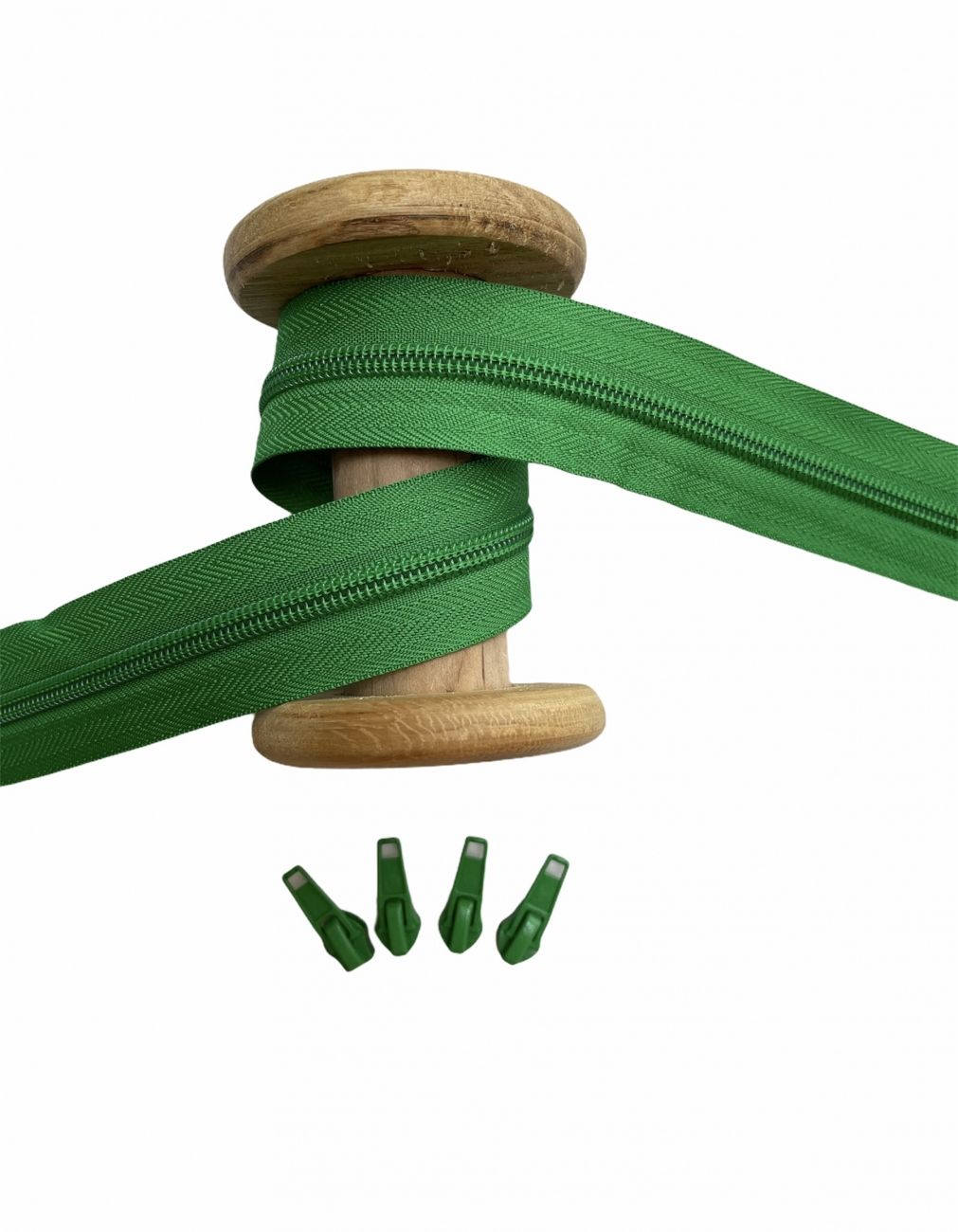 Endlosreißverschluss - Band 5 mm -  + 4 Zipper - Grün