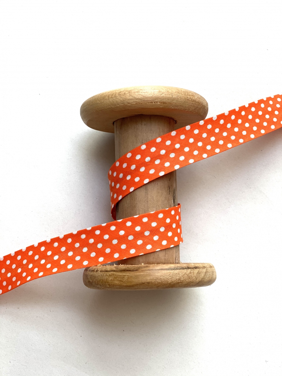 Schrägband 20mm - Punkte - Weiß/Orange