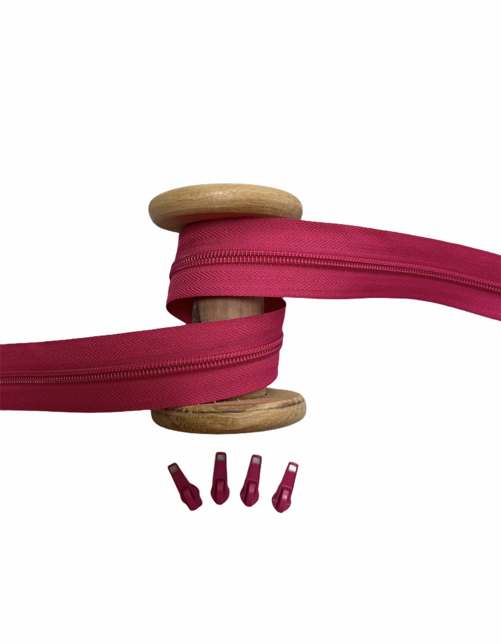 Endlosreißverschluss - Band 5 mm -  + 4 Zipper - Pink