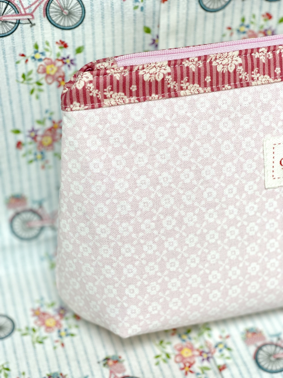 Täschchen - Fahrrad - Blümchen Rosa
