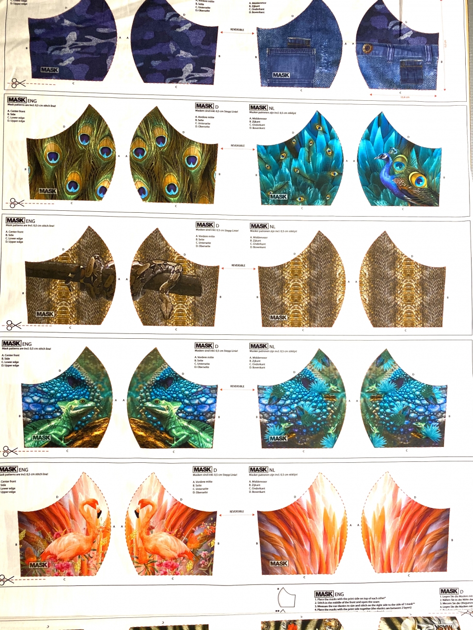 Baumwolle Popeline -  Masken Panel - Print