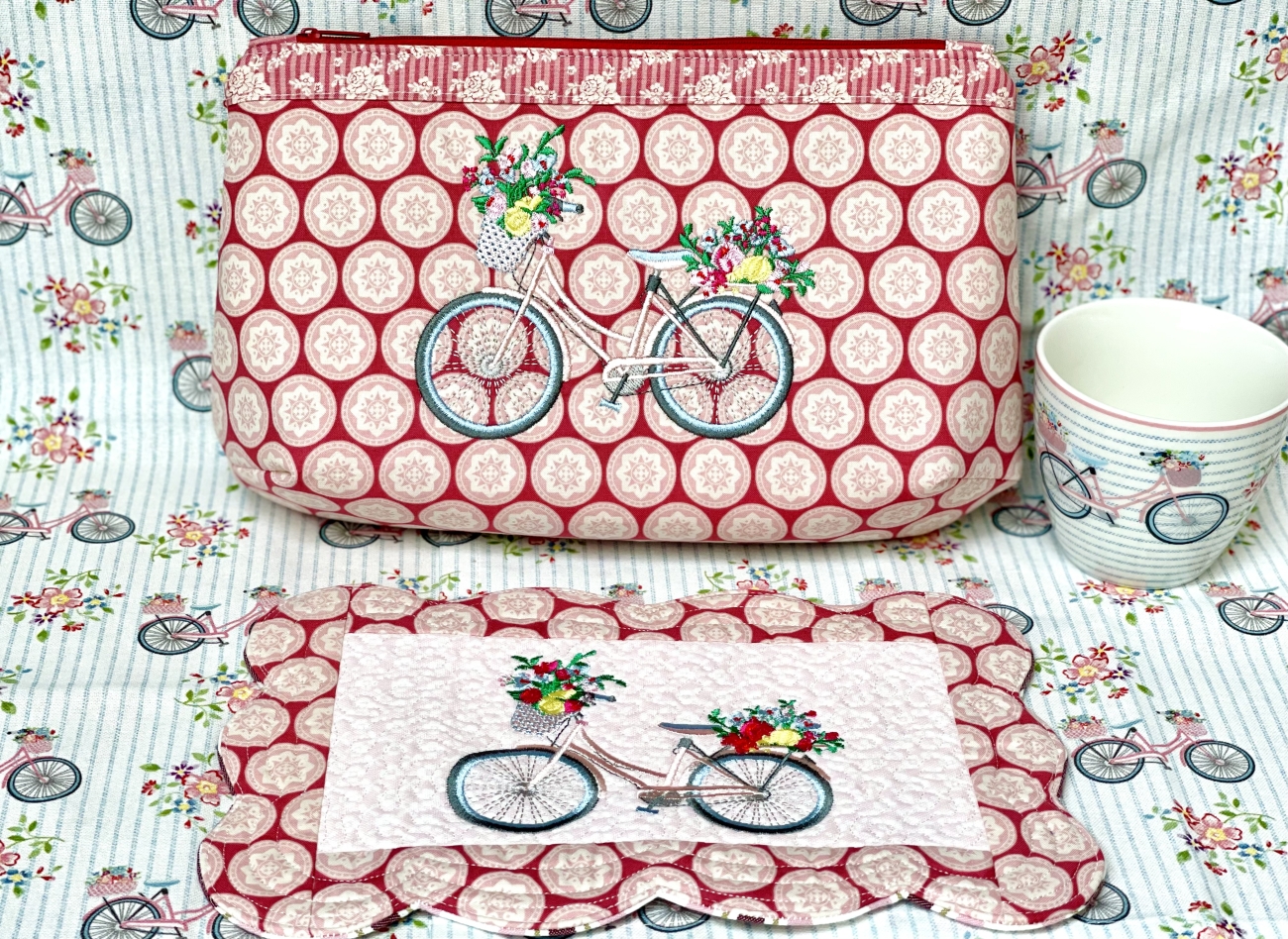 Täschchen - Fahrrad - Tilda Old Rose Dots