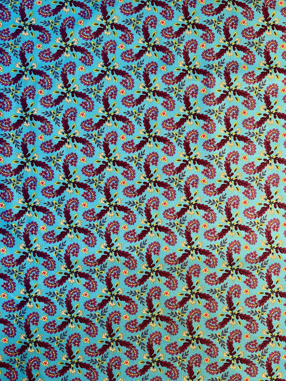 Baumwolle Patchwork - Odile Bailloeul - Fronds - Turquoise