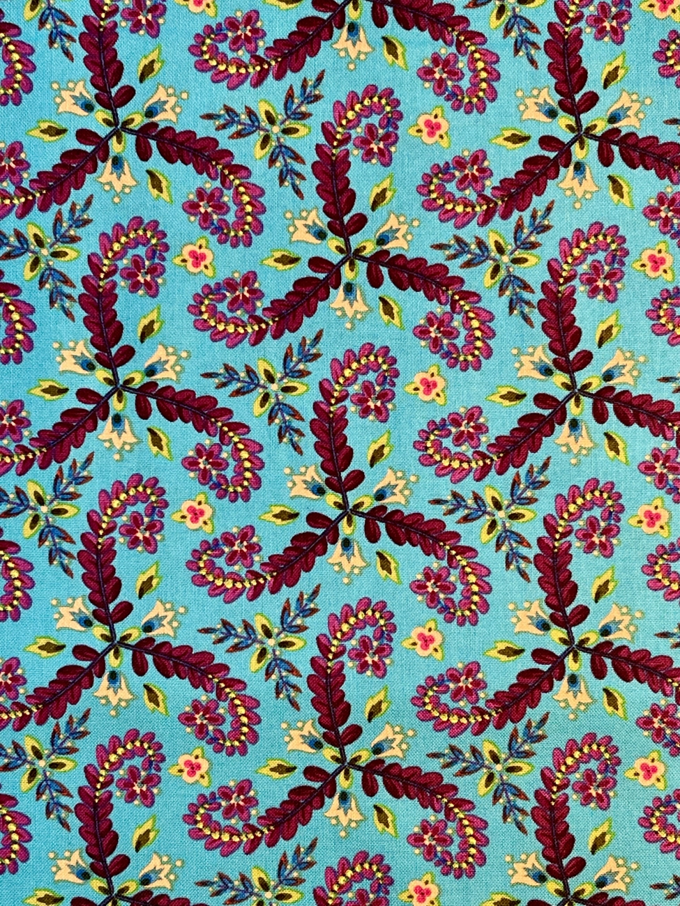 Baumwolle Patchwork - Odile Bailloeul - Fronds - Turquoise