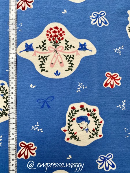 Birch - Jersey - Ballerinas - Blumen - hellblau - Reststück ca. 180 cm