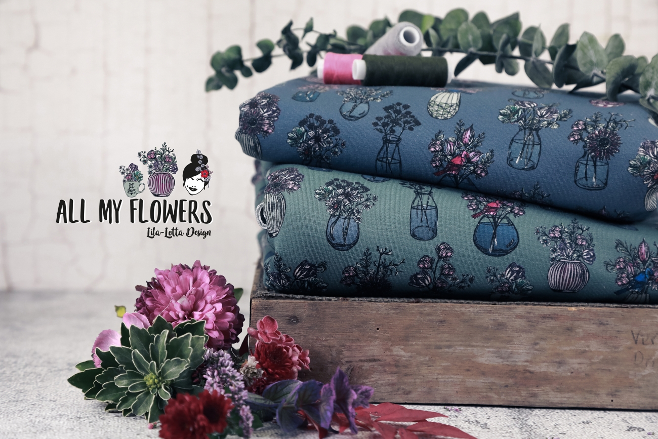 Swafing Sweat -  ALL MY FLOWERS BY LILA-LOTTA - Altgrün