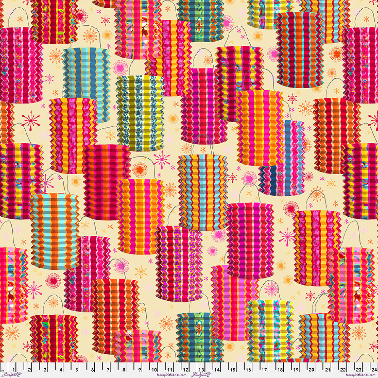 Baumwolle Patchwork  - Odile Bailloeul - Festival - Lanterns - Cream