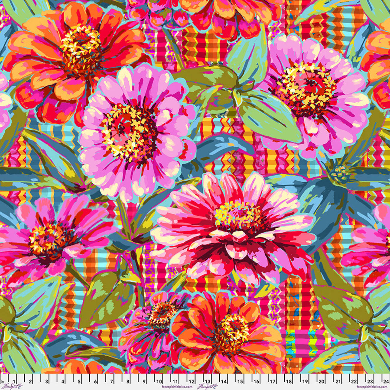 Odile Bailloeul - Patchwork Baumwolle - Quilting Backing Fabric - ÜBERBREITE 274 cm - 108´ - Festival - Giant Zinnias - Pink
