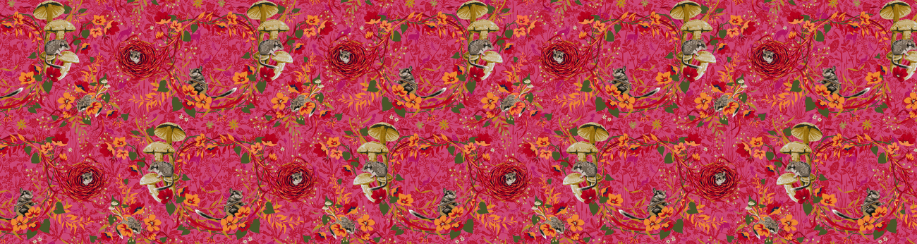 Baumwolle Patchwork - Odile Bailloeul - Land Art 2 - Pilze Pink