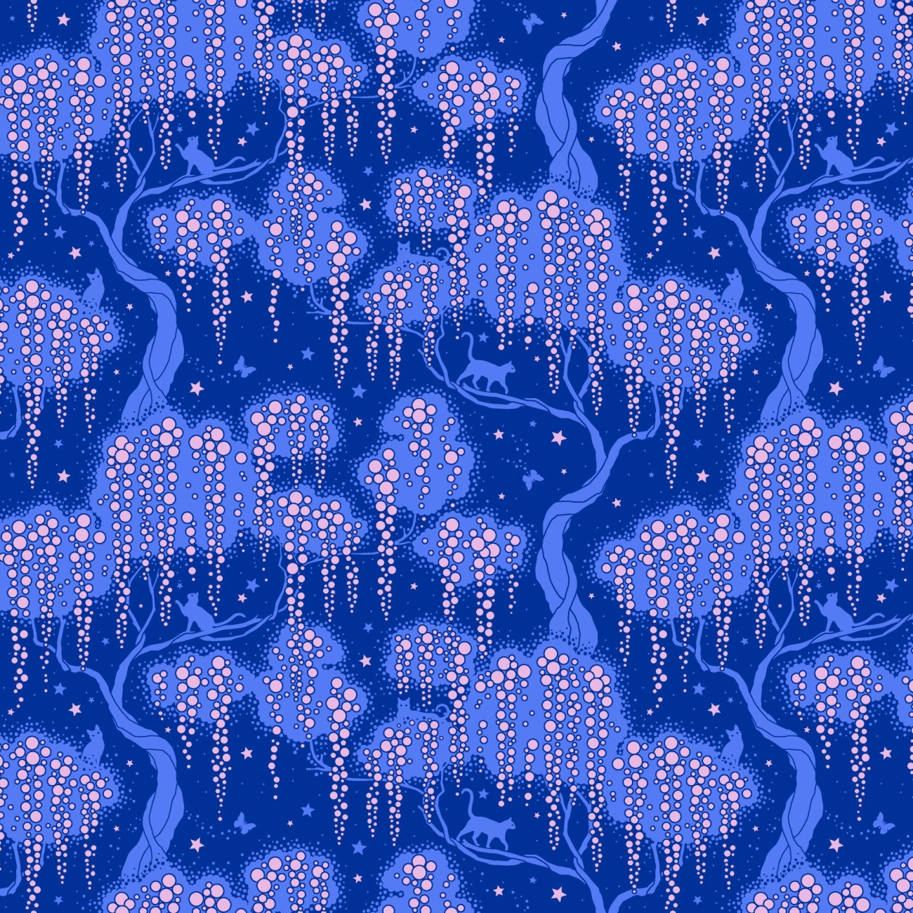 Patchwork Baumwolle - Stacy Peterson -  Belle Epoque - Enchanted Nights - Sapphire