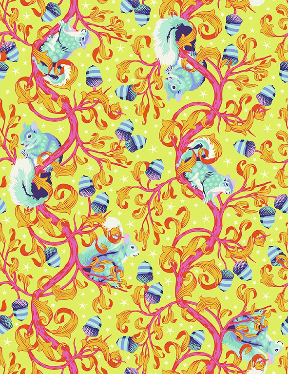 Tula Pink Patchwork Stoff Baumwolle - Tiny Beasts - Oh Nuts Glow