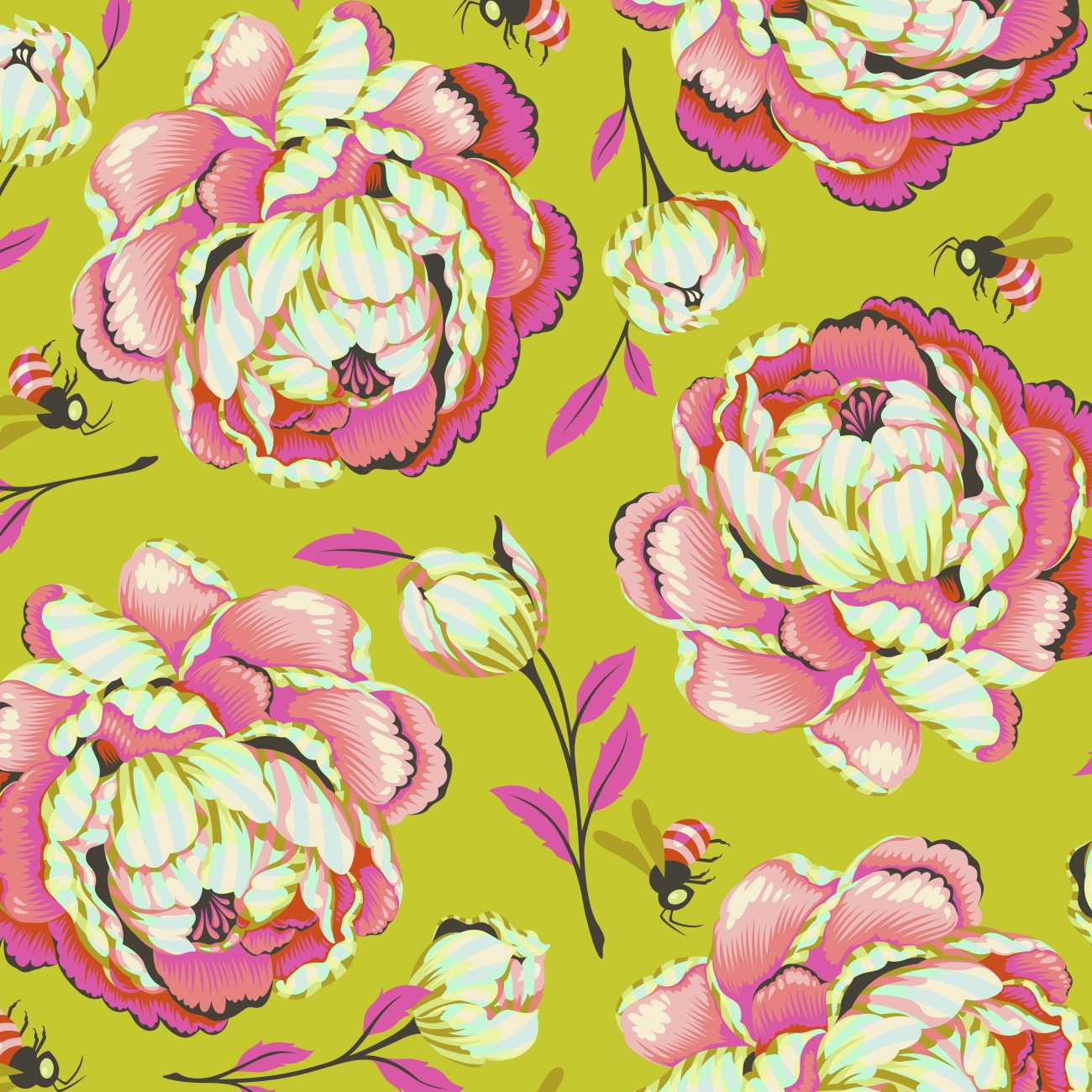 Tula Pink - Moon Garden - Sonic Bloom Dawn - Patchwork Baumwolle - Quilting Backing Fabric - ÜBERBREITE 274 cm