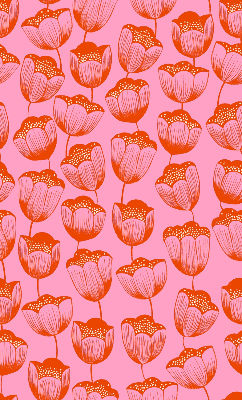 Patchwork Baumwolle - Sarah Watts - Firefly - Tulpen - Pink