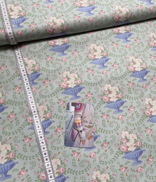 Tilda Patchwork Baumwolle - Flowerbees Teal