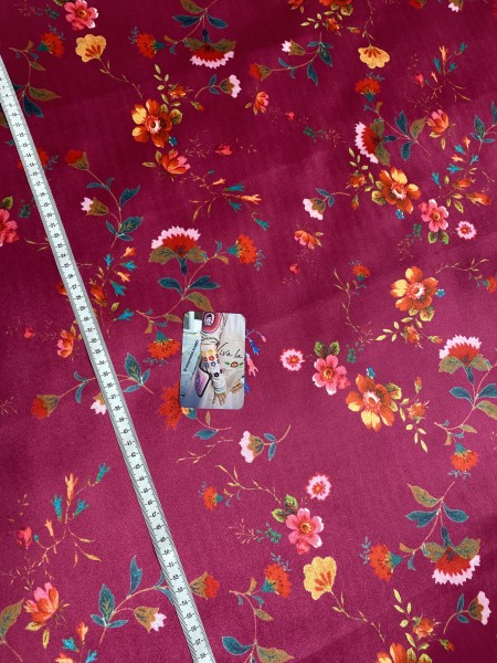 Rustic Flowers - Samt - Pink