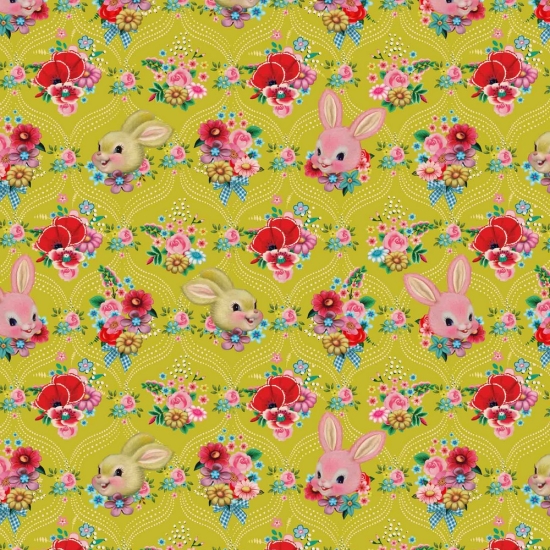Jersey Digital Fiona Hewitt - Happy Bunnys - Ocker