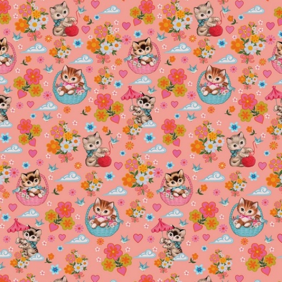 Jersey Digital Fiona Hewitt - KITTENS IN BASKETS - Rosa