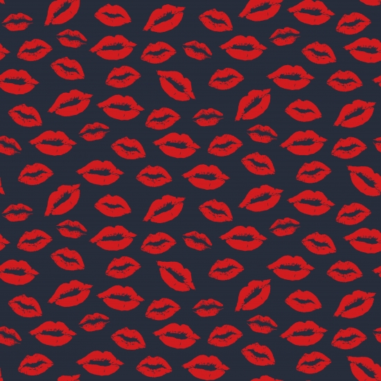 Baumwolle Popeline - Kisses - Navy