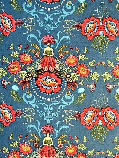 Baumwolle Patchwork - Odile Bailloeul - Mini Flower Fairies - Blue