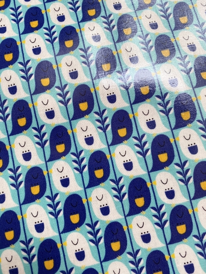 Mees&Mees für Kokka - Wachstuch - Cute Bird - Türkis