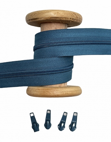 Endlosreißverschluss - Band 5 mm -  + 4 Zipper - Petrol