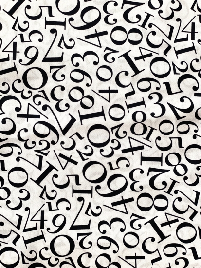 Baumwolle Zahlen - Schwarz/Naturweiß
