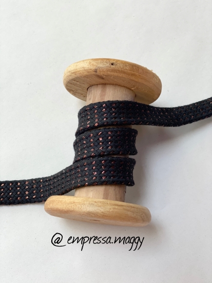 Flachkordel - 8mm -Kupferlurex - Schwarz/Kupfer
