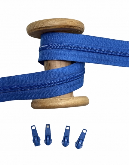 Endlosreißverschluss - Band 5 mm -  + 4 Zipper - Royal