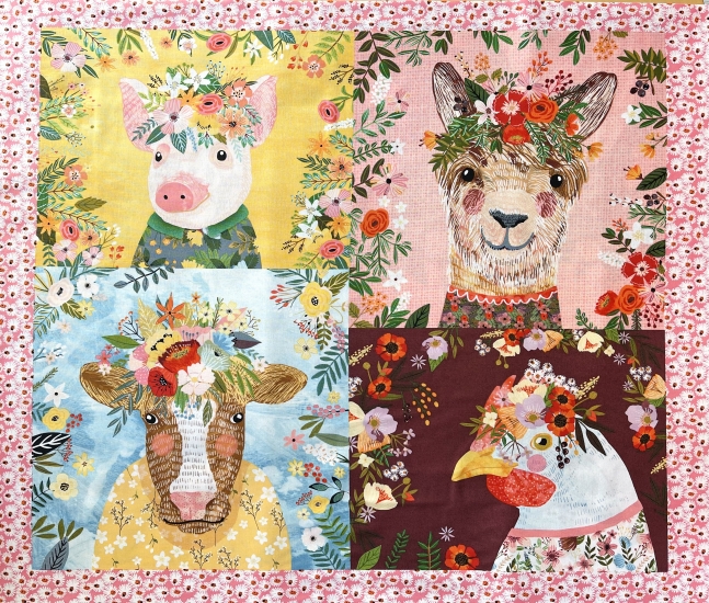 Patchwork Baumwolle - Panel Boho Farm Pets