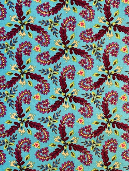 Baumwolle Patchwork - Odile Bailloeul - Fronds - Turquoise