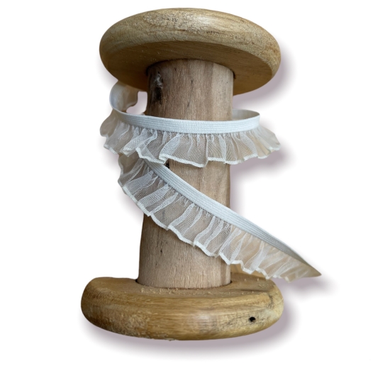 Elastisches Rüschengummi - Weiß