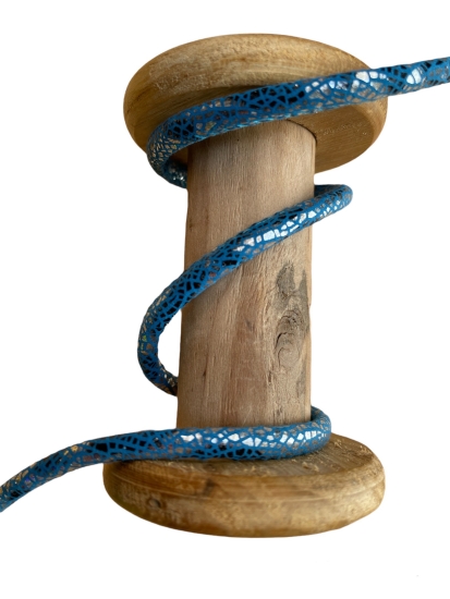 Glitzer Leder Kordel - Aqua