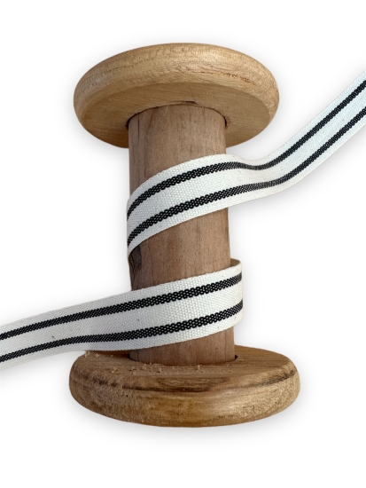 Baumwollband French Stripes - Schwarz