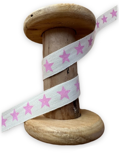 Baumwollband French Stars - Rosa