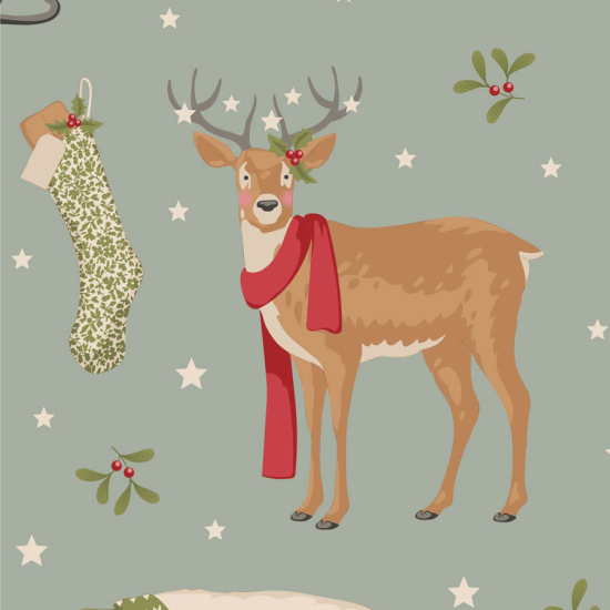 Tilda Patchwork Stoff Baumwolle - Merry Little Christmas - Winterfriends Duckegg