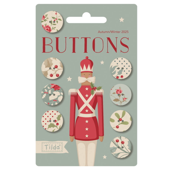 Tilda Knöpfe - Merry Little Christmas Buttons 0,63 in (16mm) 8 pcs